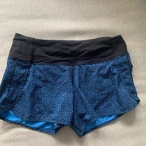 lululemon blue speed up shorts